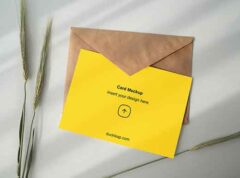 Greeting Card with Kraft Envelope Mockup