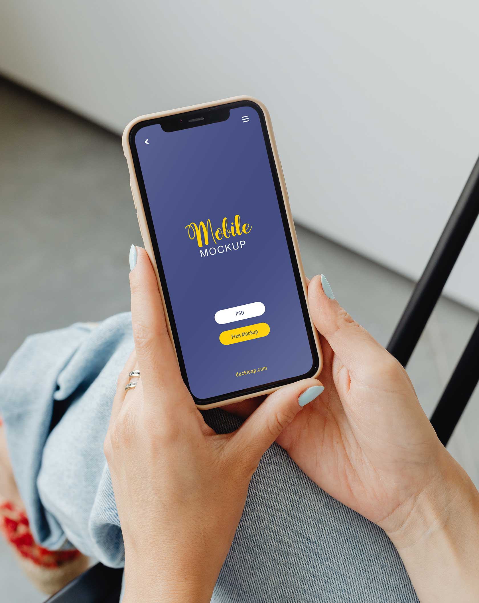 Free in Hand Mobile Mockup