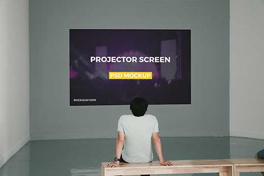 Free Screen Projection on the Wall Mockup