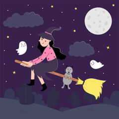 Free Cute Witch Halloween Illustration
