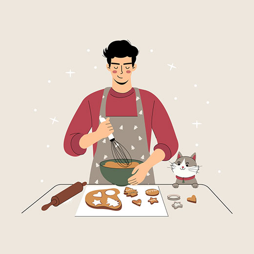 Free Baking Christmas Cookies Illustration